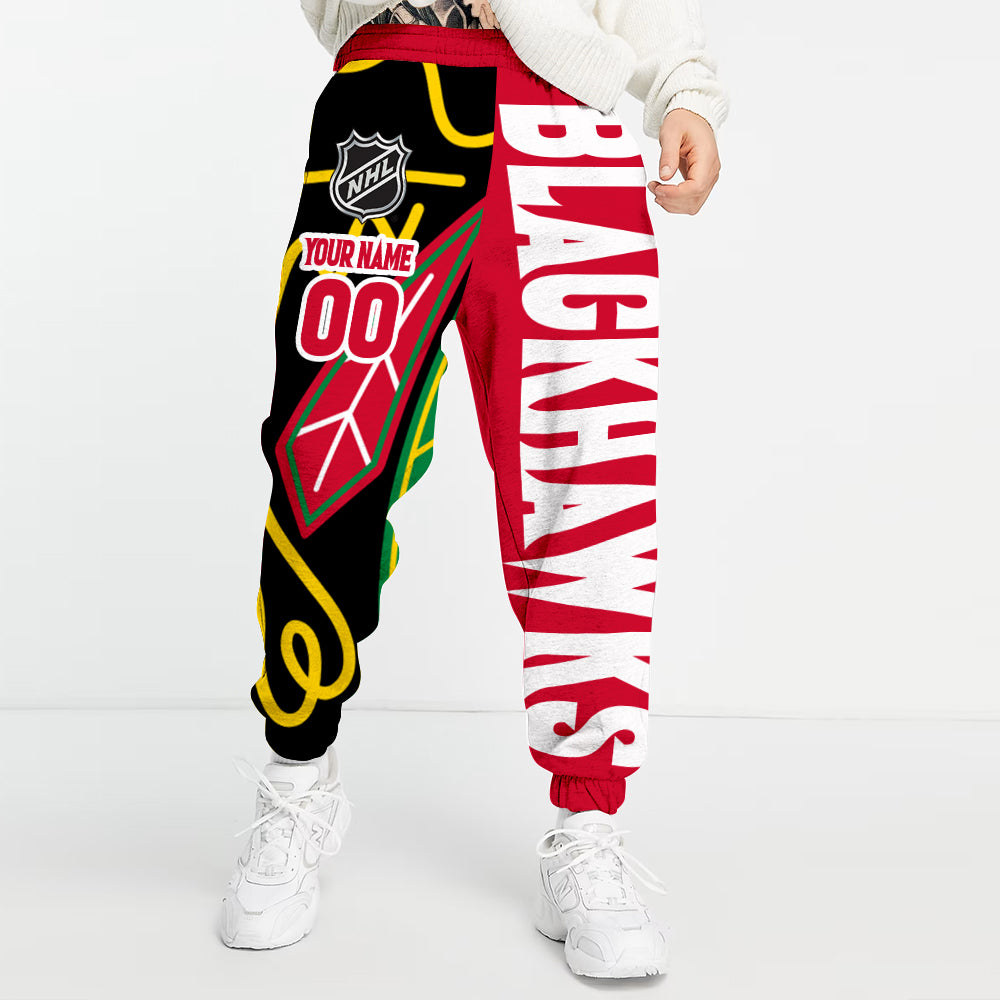 LIMITED EDITION - NEW CUSTOMIZED NHL08 CBH CHICAGO BLACKHAWKS LONG PANTS