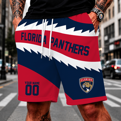 [SUPER SALE] NEW CUSTOMIZED NHL01 FPT FLORIDA PANTHERS SHORT PANTS
