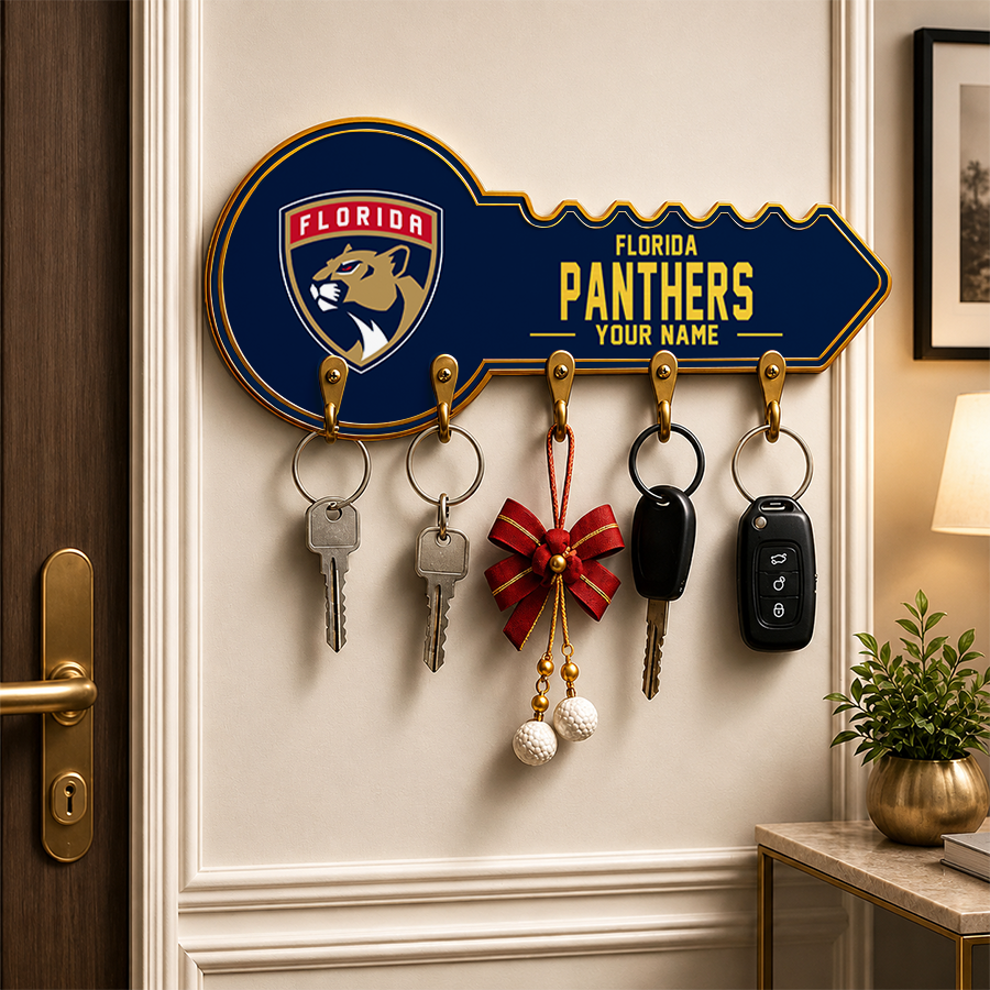[SUPER SALE] NEW CUSTOMIZED NHL01 FPT FLORIDA PANTHERS WALL KEY HOLDER FOR HOME