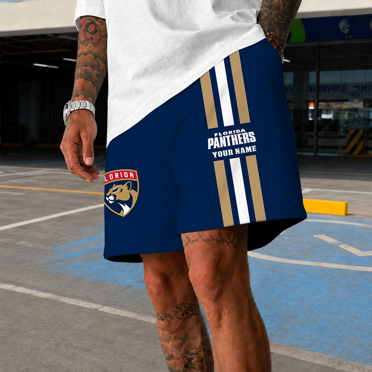 [SUPER SALE] NEW CUSTOMIZED NHL01 FPT FLORIDA PANTHERS SHORT PANTS