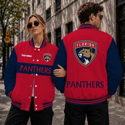 [SUPER SALE] NEW CUSTOMIZED NHL01 FPT FLORIDA PANTHERS SATIN VARSITY JACKET & BASEBALL JACKET