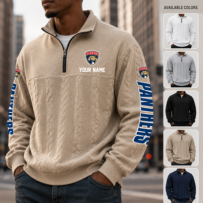 [SUPER SALE] NEW CUSTOMIZED NHL01 FPT FLORIDA PANTHERS MULTICOLOR QUARTER-ZIP SWEATSHIRT