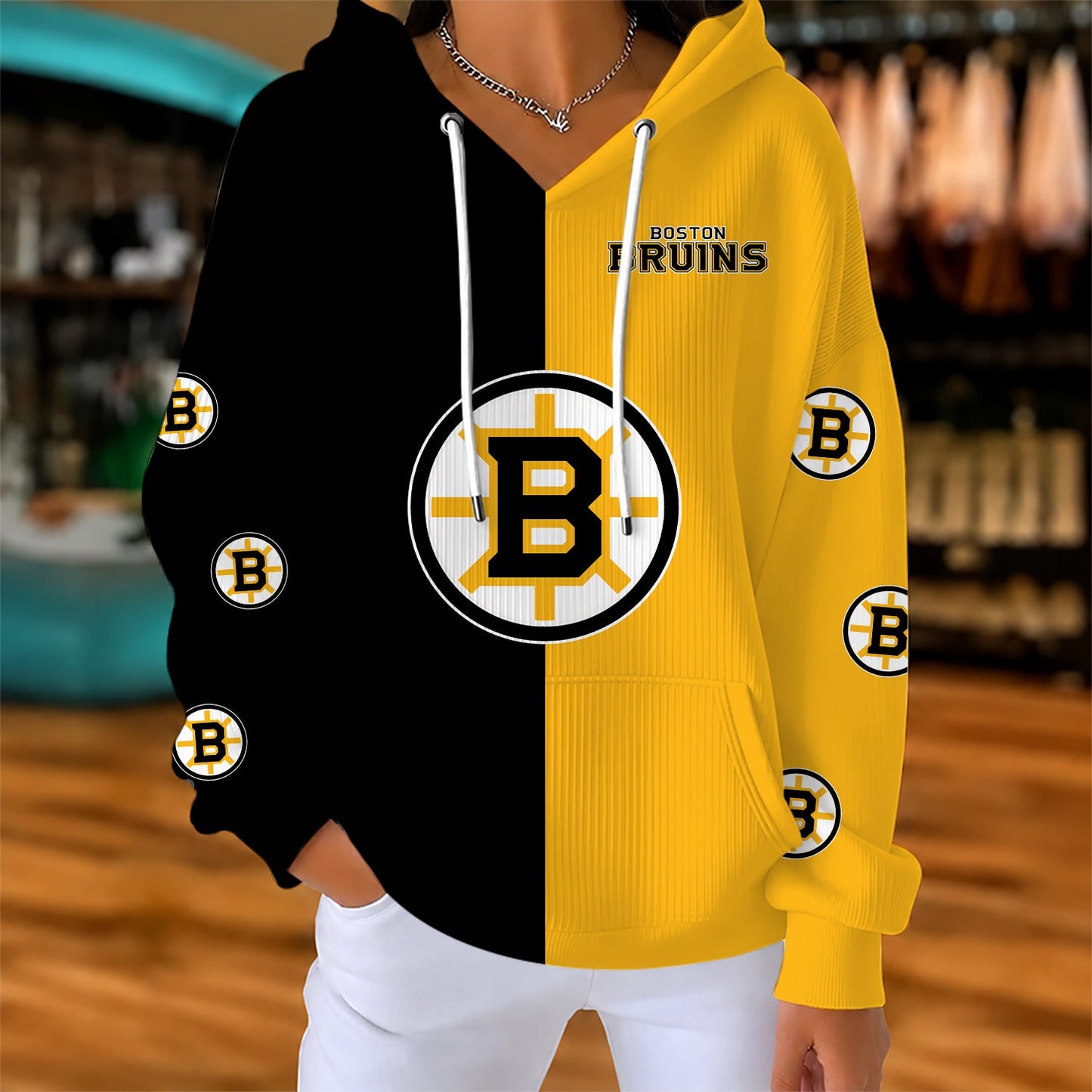 [SUPER SALE] NEW CUSTOMIZED NHL02 BTB BOSTON BRUINS RIBBED HOODIE & SWEATSHIRT