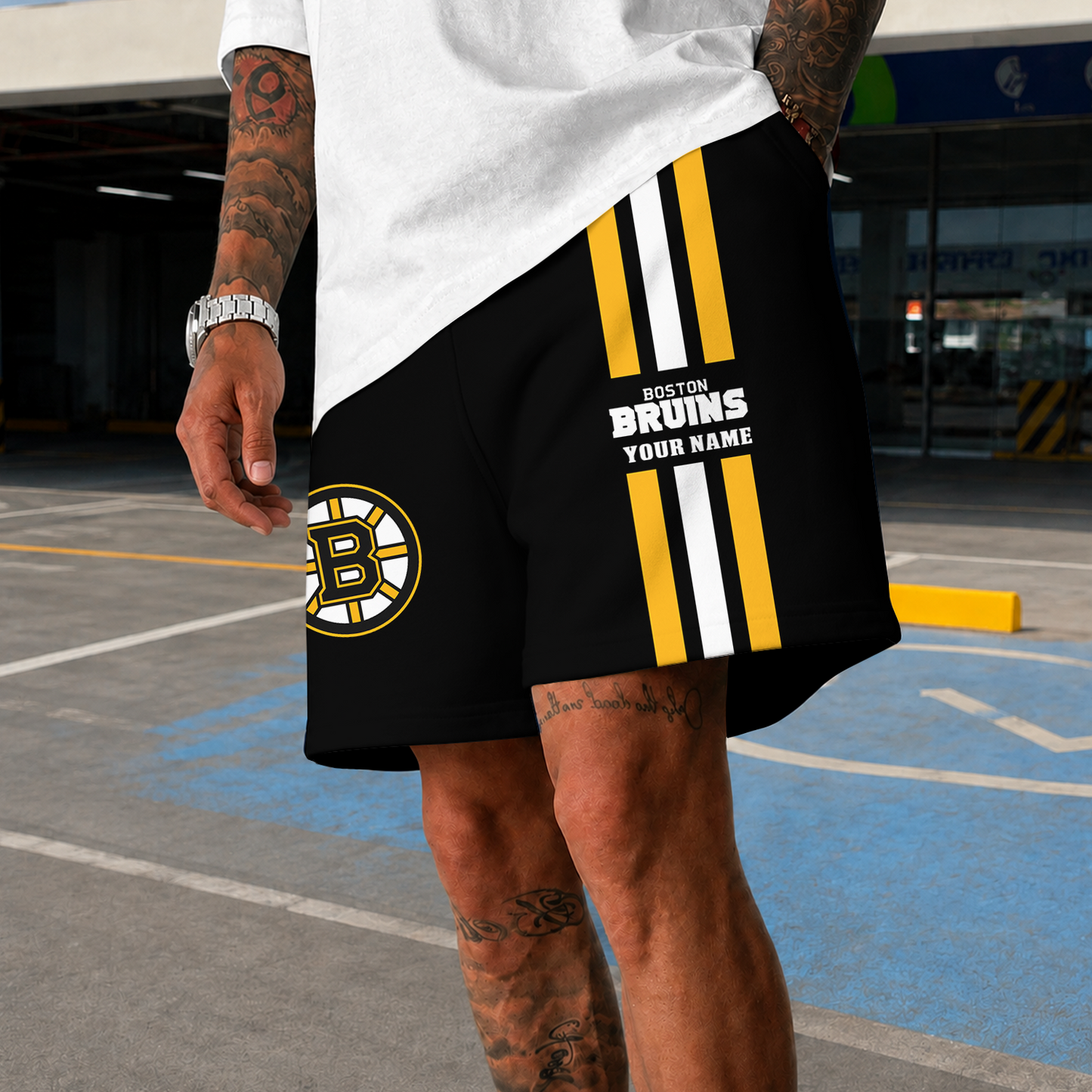 [SUPER SALE] NEW CUSTOMIZED NHL02 BTB BOSTON BRUINS SHORT PANTS