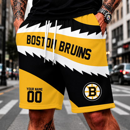 [SUPER SALE] NEW CUSTOMIZED NHL02 BTB BOSTON BRUINS SHORT PANTS