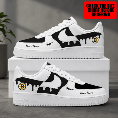 [SUPER SALE] NEW CUSTOMIZED NHL02 BTB BOSTON BRUINS AF1 SHOES