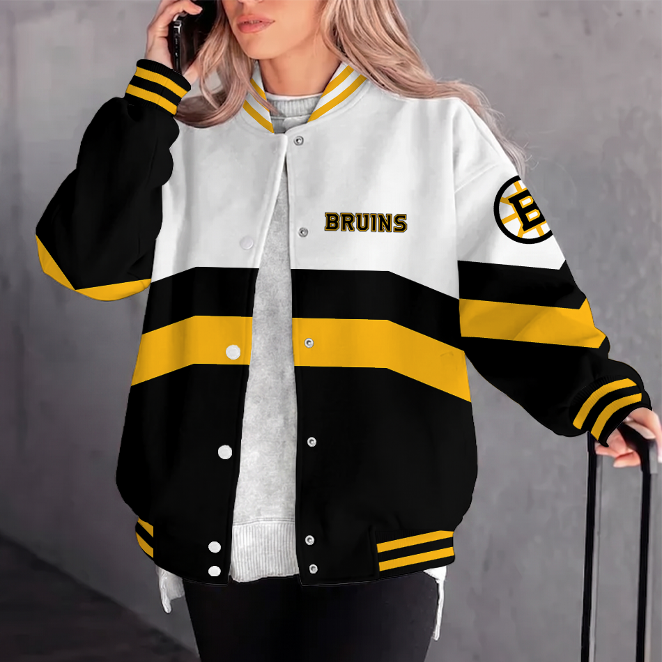 [SUPER SALE] NEW CUSTOMIZED NHL02 BTB BOSTON BRUINS SATIN VARSITY JACKET & BASEBALL JACKET