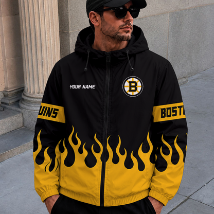 [SUPER SALE] NEW CUSTOMIZED NHL02 BTB BOSTON BRUINS WINDBREAKER JACKET