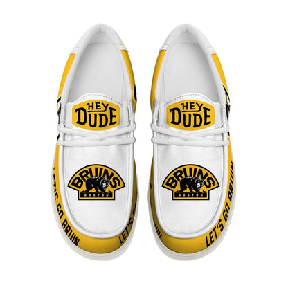 [SUPER SALE ] NEW CUSTOMIZED NHL02 BTB BOSTON BRUINS LOAFER SHOES