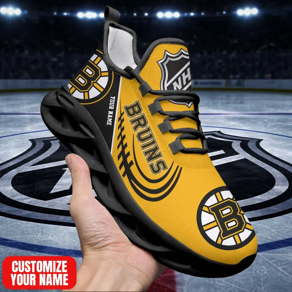 LIMITED EDITION - NEW CUSTOMIZED NHL02 BTB BT BRUINS PREMIUM CLUNKY SNEAKERS