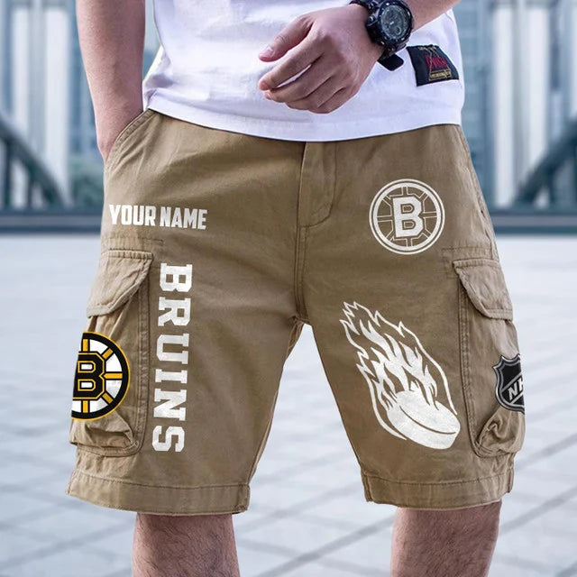 [SUPER SALE] NEW CUSTOMIZED NHL02 BTB BOSTON BRUINS CARGO SHORTS