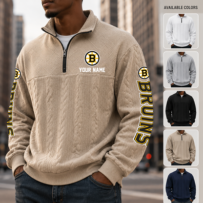 [SUPER SALE] NEW CUSTOMIZED NHL02 BTB BOSTON BRUINS MULTICOLOR QUARTER-ZIP SWEATSHIRT