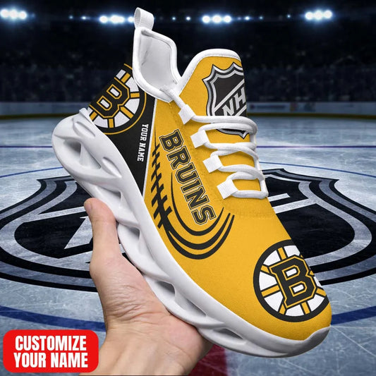 LIMITED EDITION - NEW CUSTOMIZED NHL02 BTB BT BRUINS PREMIUM CLUNKY SNEAKERS