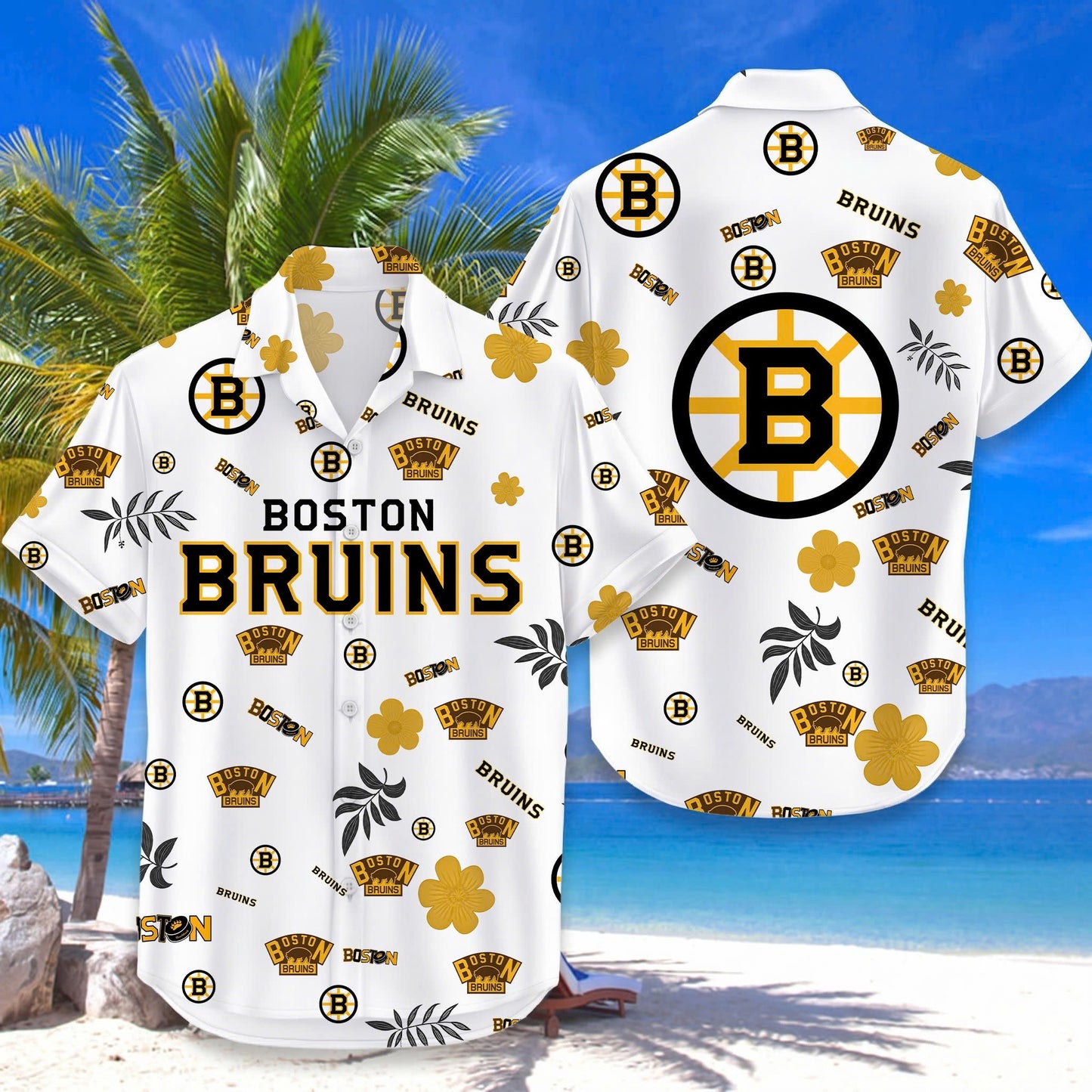 [SUPER SALE ]  NEW CUSTOMIZED NHL02 BTB BOSTON BRUINS UNISEX HAWAIIAN SHIRT