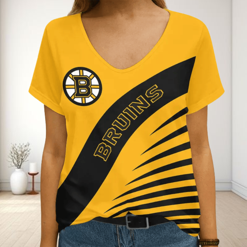 [SUPER SALE] NEW CUSTOMIZED NHL02 BTB BOSTON BRUINS V-NECK FEMALE SHIRT