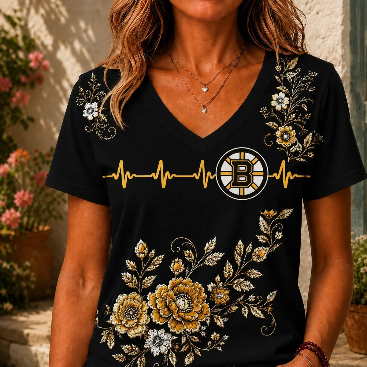 [SUPER SALE] NEW CUSTOMIZED NHL02 BTB BOSTON BRUINS V-NECK FEMALE SHIRT