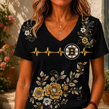 [SUPER SALE] NEW CUSTOMIZED NHL02 BTB BOSTON BRUINS V-NECK FEMALE SHIRT
