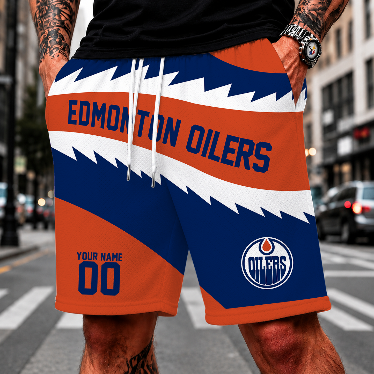[SUPER SALE] NEW CUSTOMIZED NHL03 EMO EDMONTON OILERS SHORT PANTS