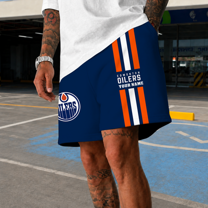 [SUPER SALE] NEW CUSTOMIZED NHL03 EMO EDMONTON OILERS SHORT PANTS