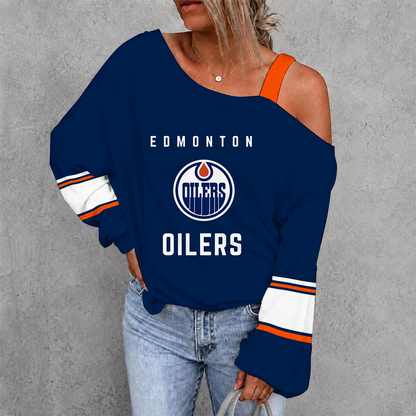 [SUPER SALE] NEW CUSTOMIZED NHL03 EMO EDMONTON OILERS DROP SHOULDER SWEATSHIRT