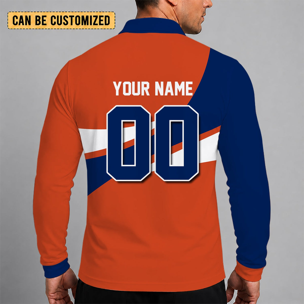 [SUPER SALE] NEW CUSTOMIZED NHL03 EMO EDMONTON OILERS MEN LONG SLEEVE POLO