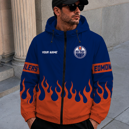 [SUPER SALE] NEW CUSTOMIZED NHL03 EMO EDMONTON OILERS WINDBREAKER JACKET