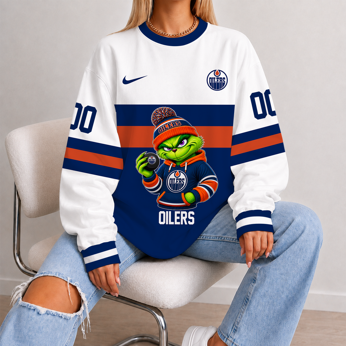 [SUPER SALE] NEW CUSTOMIZED NHL03 EMO EDMONTON OILERS UNISEX SWEATSHIRT