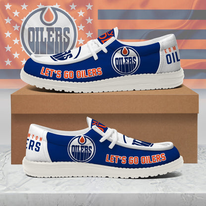 [SUPER SALE ] NEW CUSTOMIZED NHL03 EMO EDMONTON OILERS LOAFER SHOES