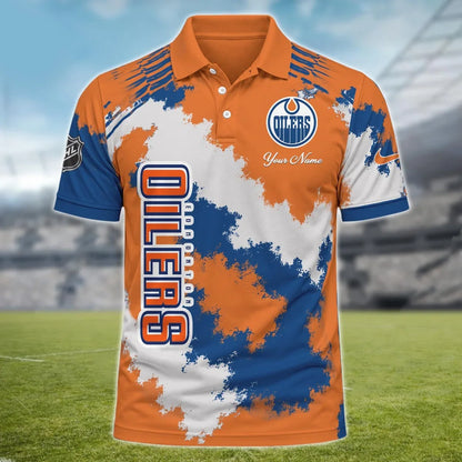 [SUPER SALE] NEW CUSTOMIZED NHL03 EMO EDMONTON OILERS POLO SHIRT