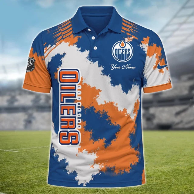 [SUPER SALE] NEW CUSTOMIZED NHL03 EMO EDMONTON OILERS POLO SHIRT