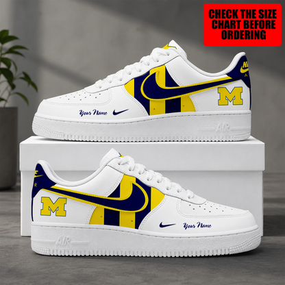 [FAN FAVORITE] NEW CUSTOMIZED NCAA MFF04 MIW MICHIGAN WOLVERINES AF1 SHOES