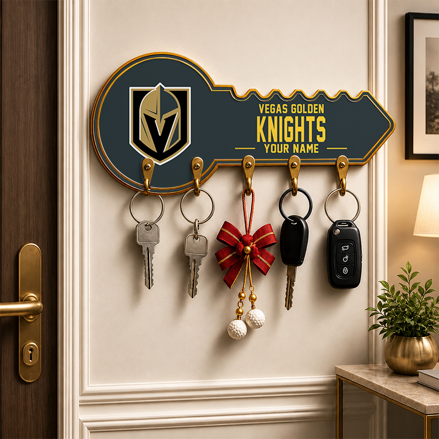 [SUPER SALE] NEW CUSTOMIZED NHL04 VGK VEGAS GOLDEN KNIGHTS WALL KEY HOLDER FOR HOME