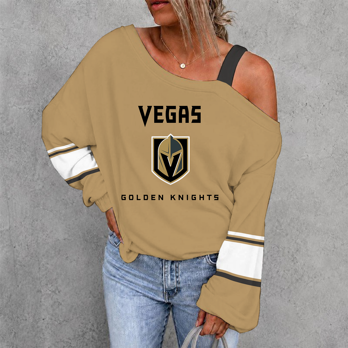 [SUPER SALE] NEW CUSTOMIZED NHL04 VGK VEGAS GOLDEN KNIGHTS DROP SHOULDER SWEATSHIRT