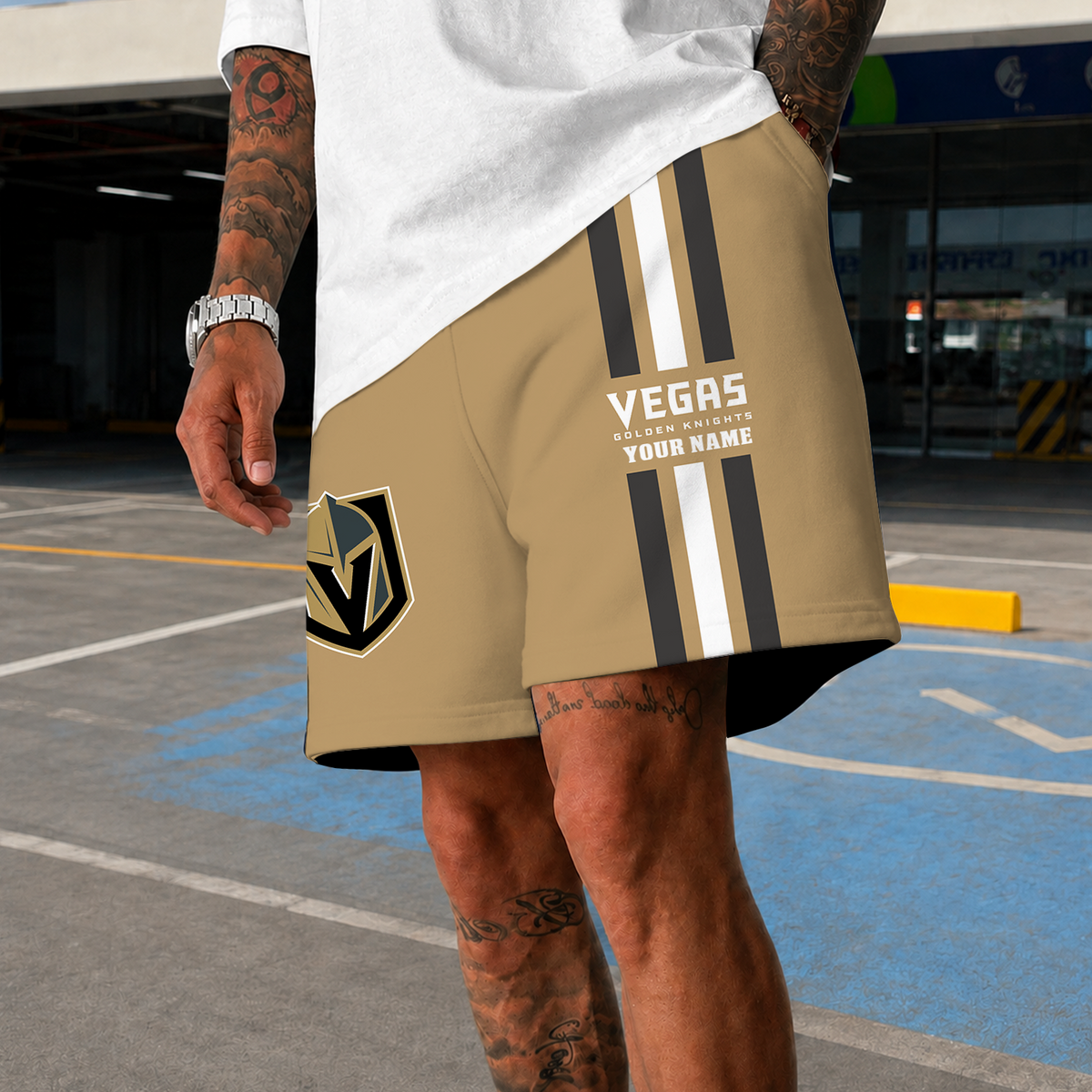 [SUPER SALE] NEW CUSTOMIZED NHL04 VGK VEGAS GOLDEN KNIGHTS SHORT PANTS