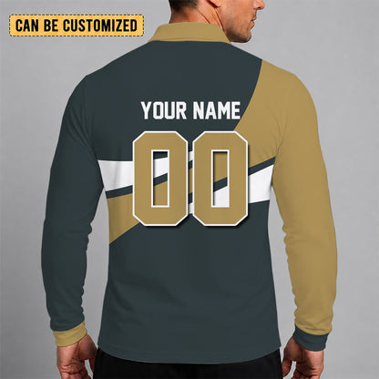 [SUPER SALE] NEW CUSTOMIZED NHL04 VGK VEGAS GOLDEN KNIGHTS MEN LONG SLEEVE POLO