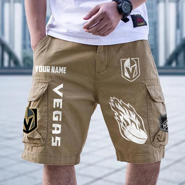 [SUPER SALE] NEW CUSTOMIZED NHL04 VGK VEGAS GOLDEN KNIGHTS CARGO SHORTS