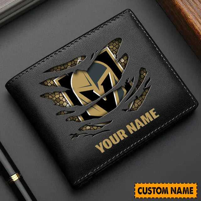 [SUPER SALE] NEW CUSTOMIZED NHL04 VGK VEGAS GOLDEN KNIGHTS LEATHER WALLET