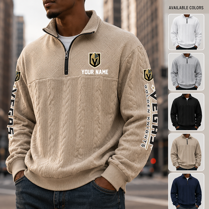 [SUPER SALE] NEW CUSTOMIZED NHL04 VGK VEGAS GOLDEN KNIGHTS MULTICOLOR QUARTER-ZIP SWEATSHIRT