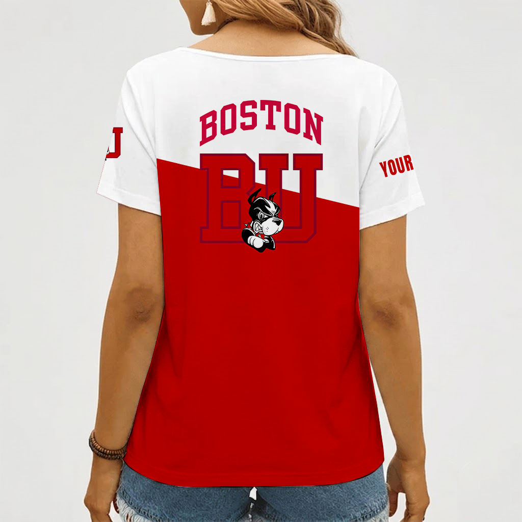 [FAN FAVORITE] NEW CUSTOMIZED NCAA MFF05 BUT BOSTON UNIVERSITY TERRIERS V-NECK FEMALE SHIRT