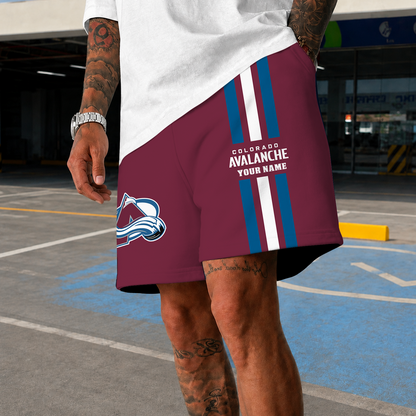 [SUPER SALE] NEW CUSTOMIZED NHL05 CAL COLORADO AVALANCHE SHORT PANTS
