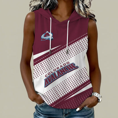 [SUPER SALE] NEW CUSTOMIZED NHL05 CAL COLORADO AVALANCHE WOMEN'S SLEEVELESS HOODED POCKET TANK TOP