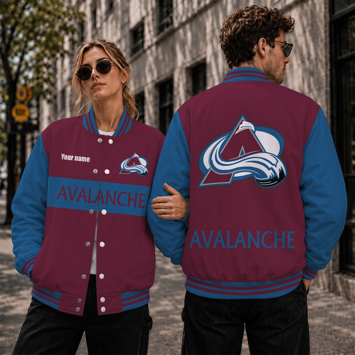 [SUPER SALE] NEW CUSTOMIZED NHL05 CAL COLORADO AVALANCHE SATIN VARSITY JACKET & BASEBALL JACKET