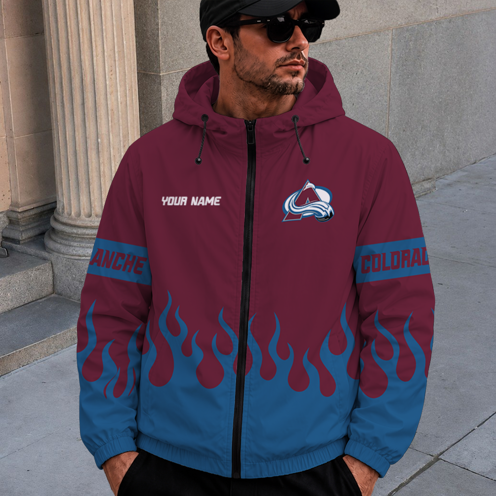 [SUPER SALE] NEW CUSTOMIZED NHL05 CAL COLORADO AVALANCHE WINDBREAKER JACKET