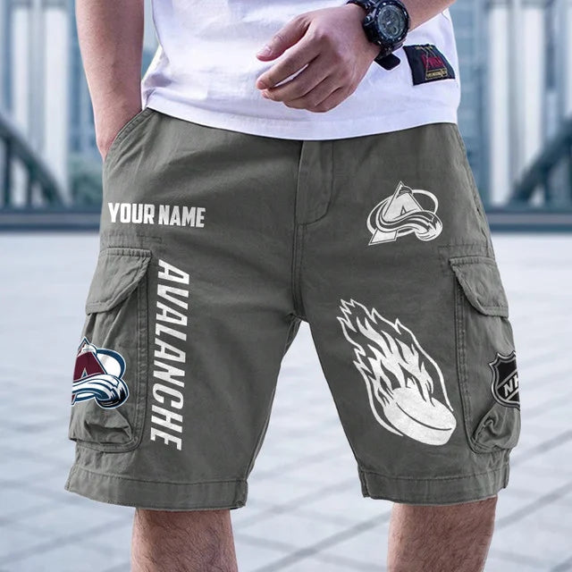 [SUPER SALE] NEW CUSTOMIZED NHL05 CAL COLORADO AVALANCHE CARGO SHORTS