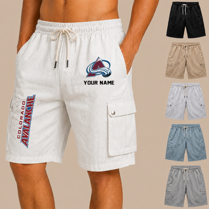 [SUPER SALE] NEW CUSTOMIZED NHL05 CAL COLORADO AVALANCHE MEN'S DRAWSTRING CARGO SHORTS