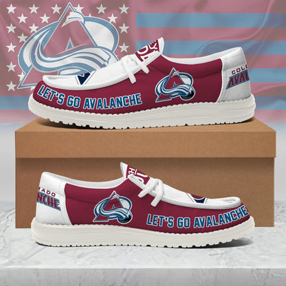 [SUPER SALE ] NEW CUSTOMIZED NHL05 CAL COLORADO AVALANCHE LOAFER SHOES