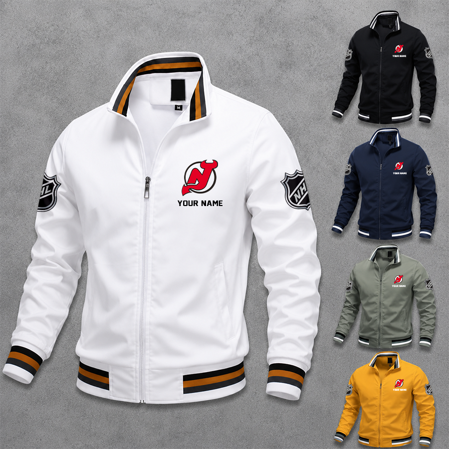[SUPER SALE] NEW CUSTOMIZED NHL06 NJD NEW JERSEY DEVILS MULTICOLOR MEN'S CASUAL JACKET