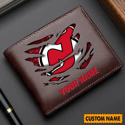 [SUPER SALE] NEW CUSTOMIZED NHL06 NJD NEW JERSEY DEVILS LEATHER WALLET