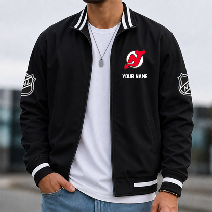 [SUPER SALE] NEW CUSTOMIZED NHL06 NJD NEW JERSEY DEVILS MULTICOLOR MEN'S CASUAL JACKET