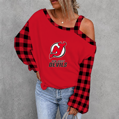 [SUPER SALE] NEW CUSTOMIZED NHL06 NJD NEW JERSEY DEVILS DROP SHOULDER SWEATSHIRT